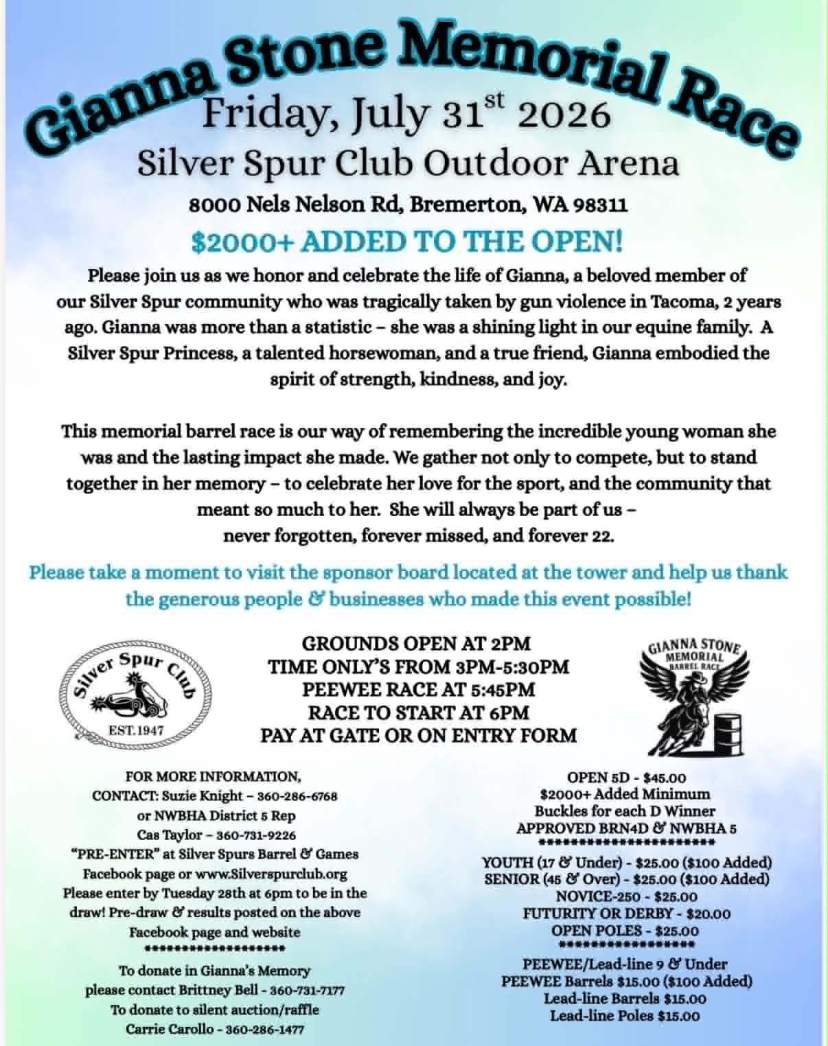 Gianna Stone Memorial Race flyer